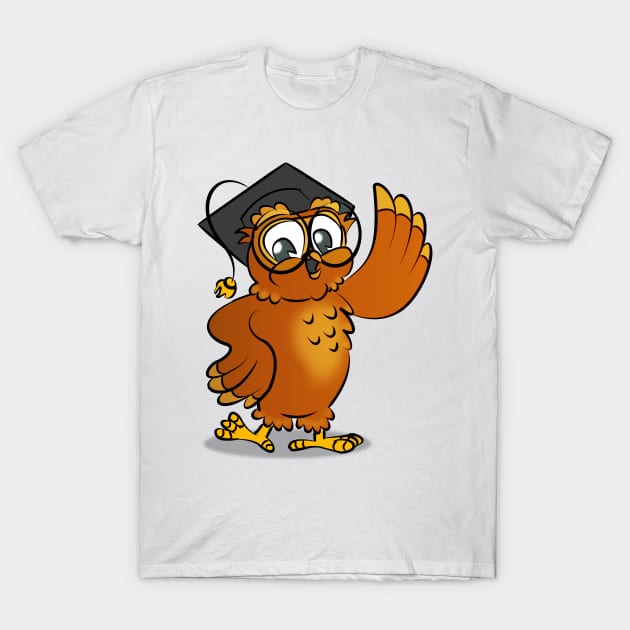 Cartoon Owl Design T-Shirt by PorinArt